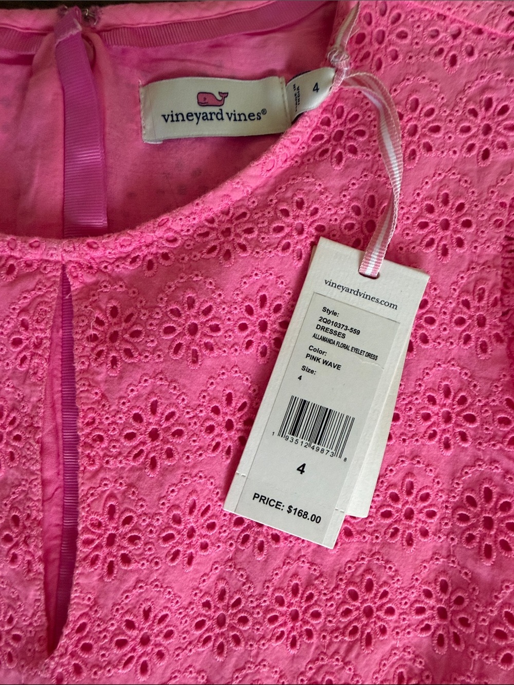 Vineyard Vines Pink Eyelet Flutter Sleeve Dress - Picture 2 of 3
